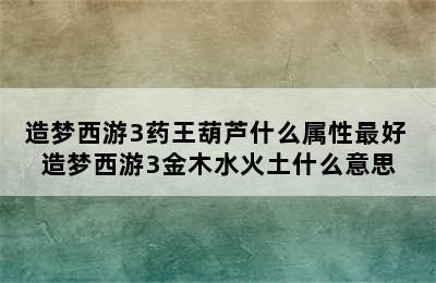 造梦西游3药王葫芦什么属性最好 造梦西游3金木水火土什么意思